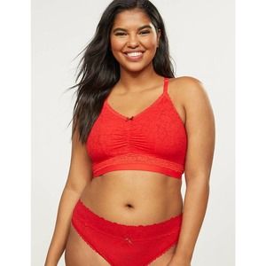 Cacique, Intimates & Sleepwear, Cacique Stretch Lace Bralette With Wide  Elastic Band Size 82 Red No Wire Sexy